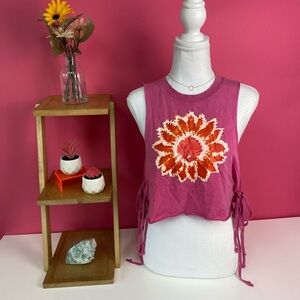 NWT Pink Women's Side-Tie Cropped Muscle Tank Top - Wild Fable